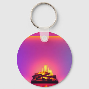 Pink fireplace design key ring