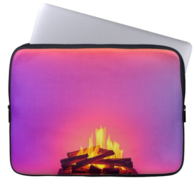 Pink fireplace design laptop sleeve (Front)