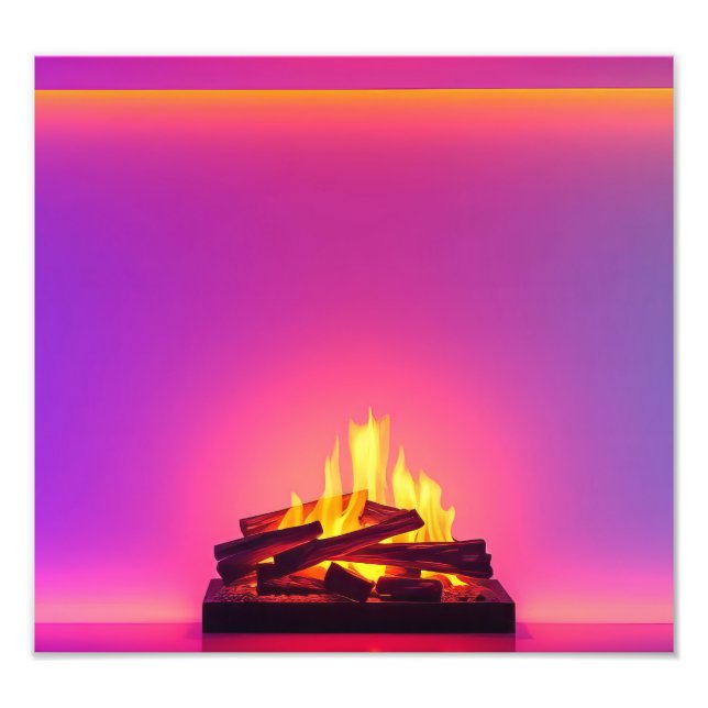 Pink fireplace design photo print (Front)