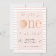 Pink First Birthday Invitation