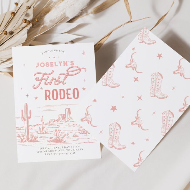Pink First Rodeo Birthday Invitation (Creator Uploaded)