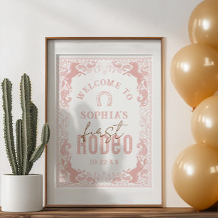 Pink First Rodeo Birthday Party Welcome Sign