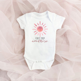 Pink First Trip Around The Sun 1st Birthday Baby Bodysuit