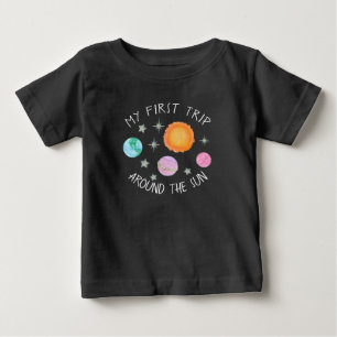 Pink First Trip Around The Sun Girl's 1st birthday Baby T-Shirt