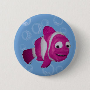 Pink Fish 6 Cm Round Badge