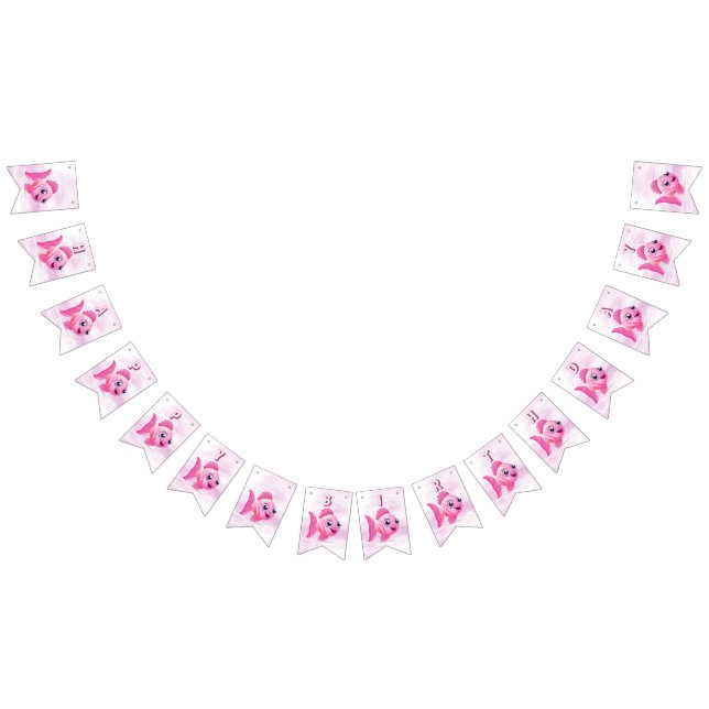 Pink Fish Bunting Flag (All)