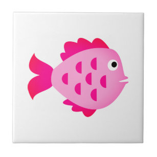 Pink fish cartoon custom ceramic bathroom tile