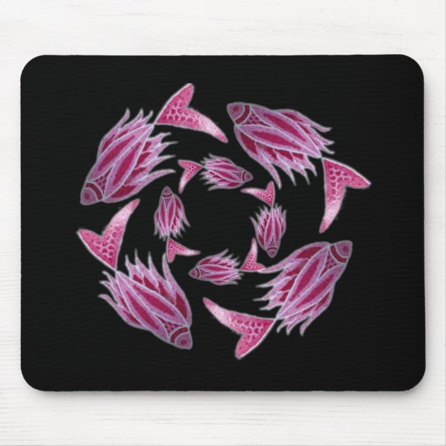 Pink Fish Circling Mousepad (Front)