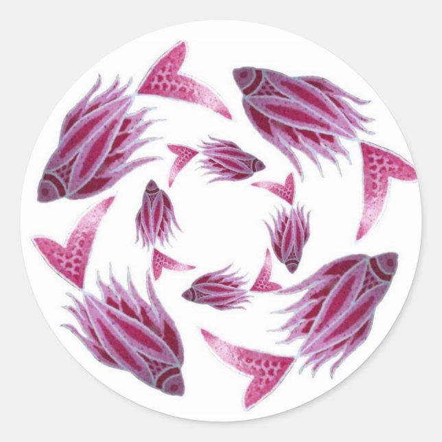 Pink Fish Circling Sticker (Front)