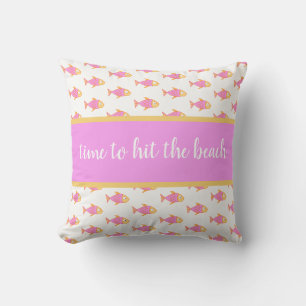 Pink fish, cute for Beach House Cushion