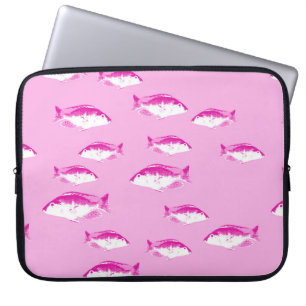 Pink fish laptop sleeve