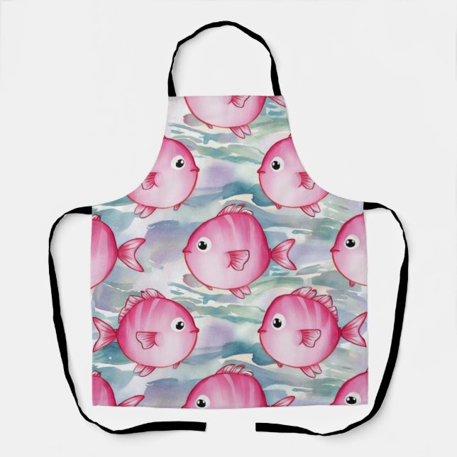 Pink Fish Pattern Apron (Front)