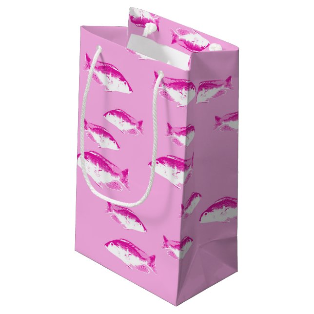 Pink fish small gift bag (Back Angled)
