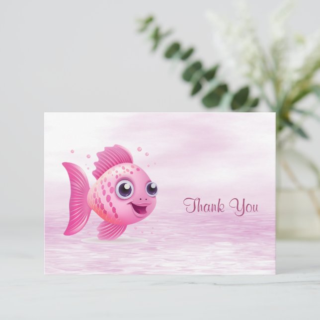 Pink Fish Thank You Card (Standing Front)