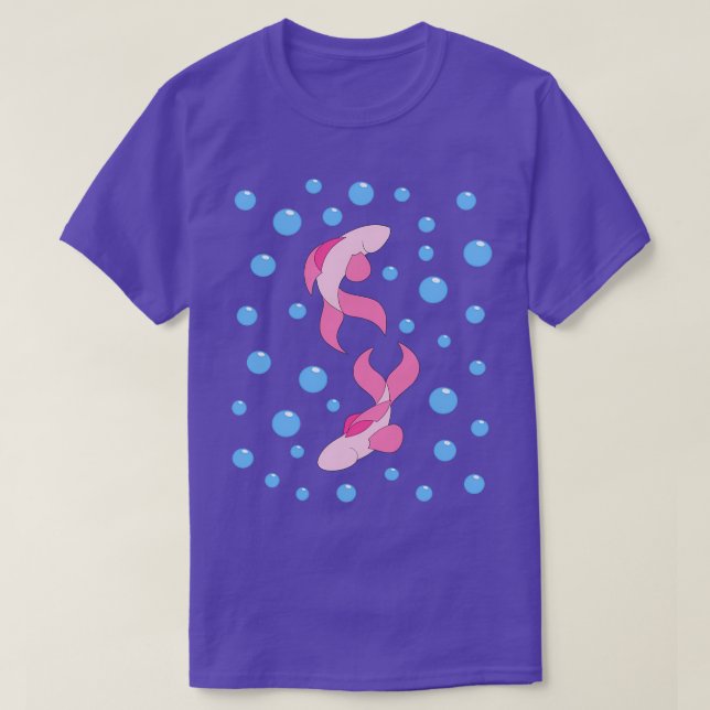 Pink fishes and bubbles T-Shirt (Design Front)