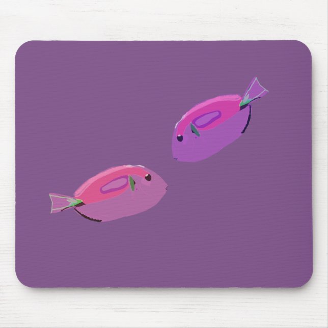Pink Fishes l Fish Purple Mousepad (Front)