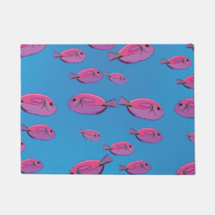 Pink Fishes Ocean Swim Door Mat
