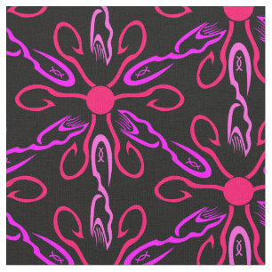 Pink Fishhooks and Purple Fish Pattern Fabric