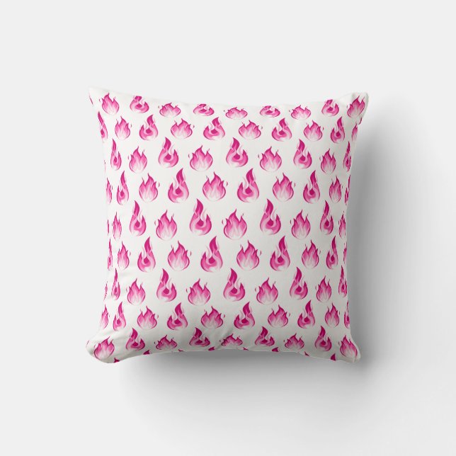 Pink Flames Fire Flame Hot Burning Firefighter Cushion (Front)