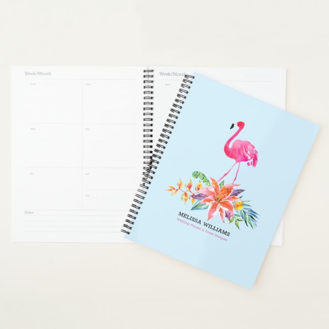 Pink Flamingo 2 & Tropical Hibiscus flowers bouque Planner (Display)