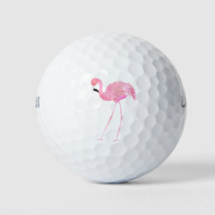 Pink Flamingo 4 Watercolor Illustration Golf Balls