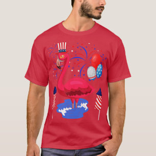 Pink Flamingo 4th Of July Animal American United S T-Shirt