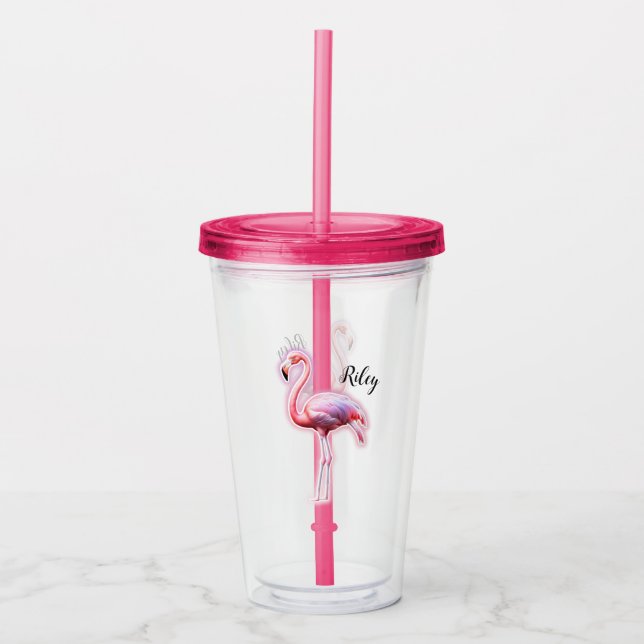 Pink Flamingo Acrylic Tumbler (Front)