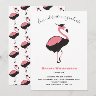 Pink Flamingo Animal Graduation Invitation