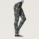 Pink Flamingo Art Deco Ferns Pattern 20s Birds Leggings<br><div class="desc">You'll be completely one-of-a-kind in these unique 1920s-inspired flamingo leggings. Inspired by stylised Art Deco motifs and themes from the Jazz Age, these all-over-print leggings have an original pink flamingo bird pattern with colourful ferns and geometric shapes in shades of teal and green. It all rests on a black background....</div>