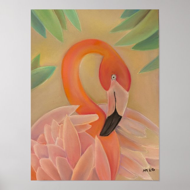 Pink Flamingo Art Print | Tropical Wall Decor (Front)