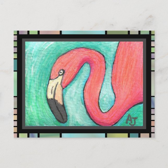 Pink Flamingo - artsy postcard (2) (Front)