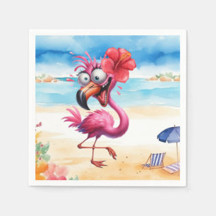 Pink Flamingo at the beach Napkin