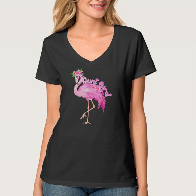 pink flamingo aunt bird christmas gift matching T-Shirt (Front)