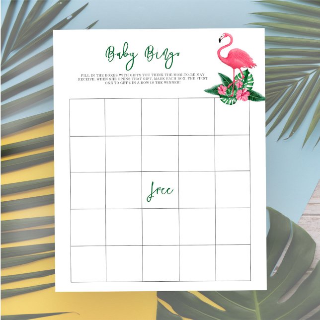 Pink flamingo baby shower - Baby bingo game (Creator Uploaded)