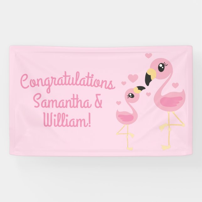 Pink Flamingo Baby Shower Banner (Horizontal)