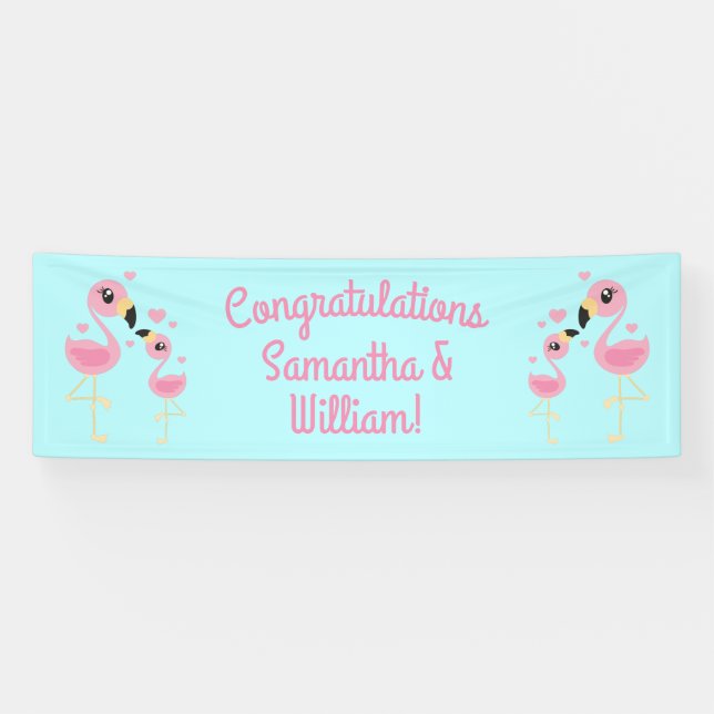 Pink Flamingo Baby Shower Banner (Horizontal)