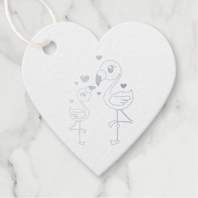 Pink Flamingo Baby Shower Favour Tags (Front)