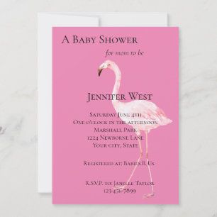 Pink Flamingo Baby Shower Invitation