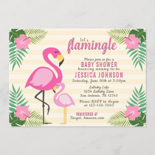 Pink Flamingo Baby Shower Invitation
