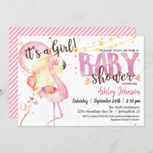 Pink Flamingo Baby Shower invitation