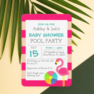 Pink Flamingo Baby Shower Invitation