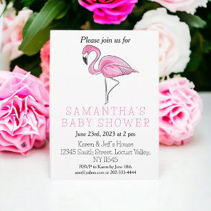 Pink Flamingo Baby Shower Modern Simple Invitation