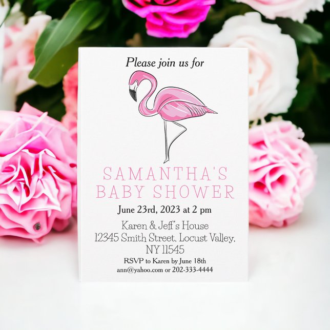 Pink Flamingo Baby Shower Modern Simple Invitation (Creator Uploaded)