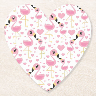 Pink Flamingo Baby Shower Paper Coaster