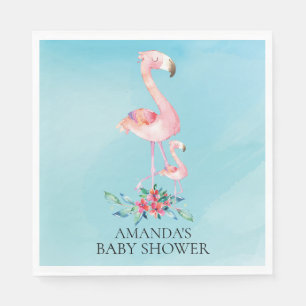Pink Flamingo Baby Shower Paper Napkins