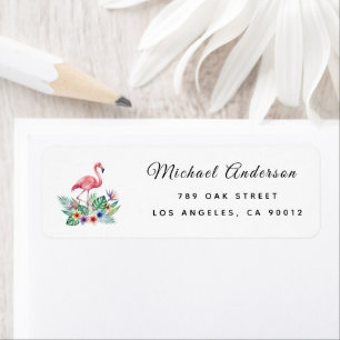 Pink Flamingo Baby Shower Return Address Label