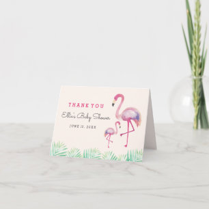 Pink Flamingo Baby Shower Thank You Card