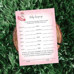 Pink Flamingo Ballerina Baby Language Shower Game Invitation
