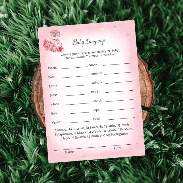 Pink Flamingo Ballerina Baby Language Shower Game Invitation (Creator Uploaded)