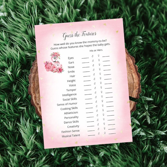 Pink Flamingo Ballerina Guess Features Shower Game Invitation (Creator Uploaded)